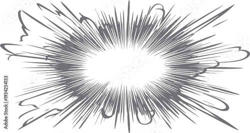 Grey abstract explosion lines on white background