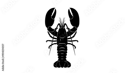 Top-Down Lobster Silhouette Icon Vector Illustration Seafood Marine Animal Isolated on White