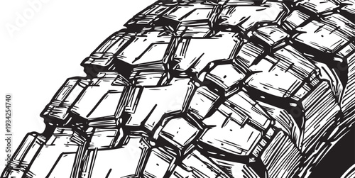 Black and white tire tread close up automotive vehicle