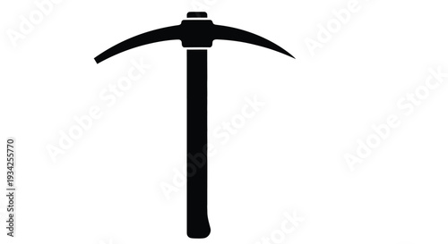 Simple black silhouette of a pickax against a white background