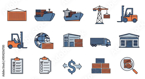 Logistics and Shipping Icons Set.