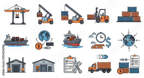 Logistics and Shipping Icons Set.