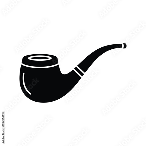 Classic Smoking Pipe Silhouette Icon Vector Isolated on White Background