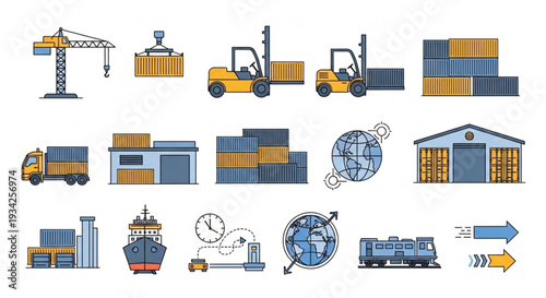 Logistics and Shipping Icons Set.