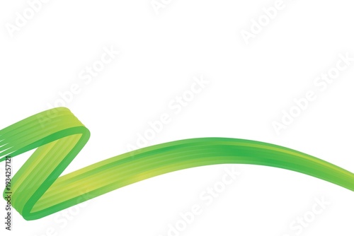 Foto White background featuring dynamic flowing green brush stroke wave design