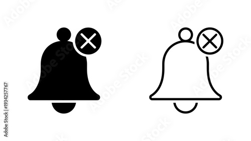 A notification bell with a cross mark indicates muted alerts, disabled notifications, or no reminders.