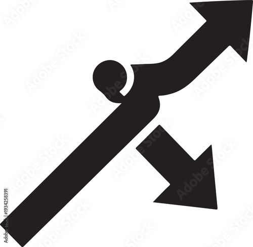 Graphic illustration of a person pushing a heavy barbell upwards and downwards in a gym setting Vector