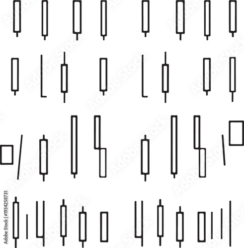 Collection of various candle chart patterns used in financial technical analysis Vector