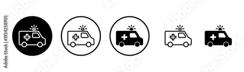 Ambulance icon logo design. ambulance truck sign and symbol. ambulance car