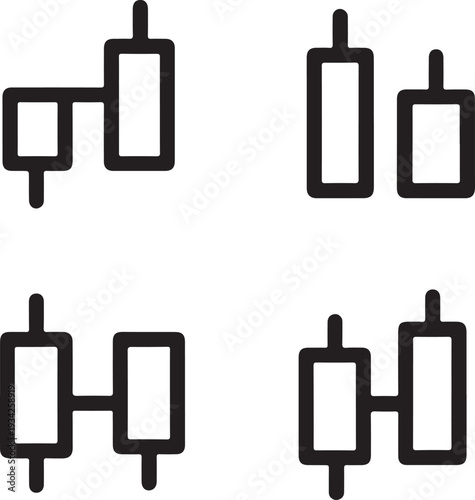 Four types of candlestick patterns used in financial technical analysis Vector