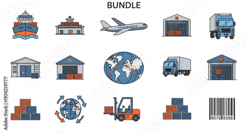 Logistics and Shipping Icons Bundle.