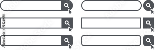 検索窓・検索バーのイラスト素材　カーソル,セット　Search bar illustration set