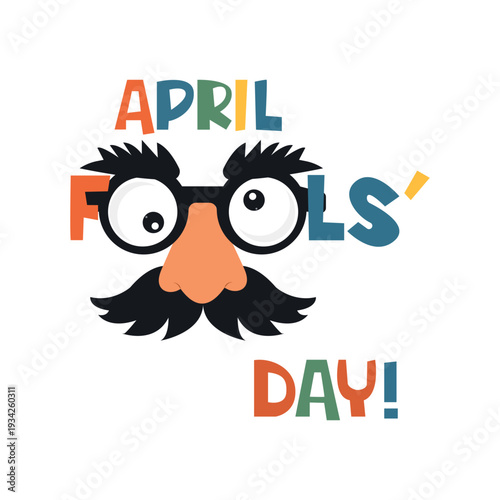 A colorful and minimalist humorous illustration for April Fools' Day.