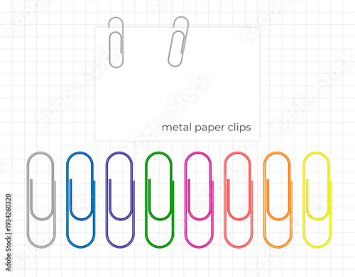 Metal paper clips set in different colors