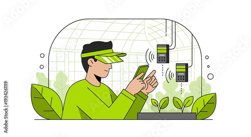 Smart Farming: Farmer Using VR and Mobile App in Greenhouse for Precision Agriculture