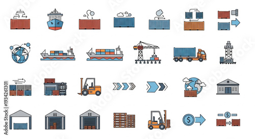 Logistics and Shipping Icons Set.