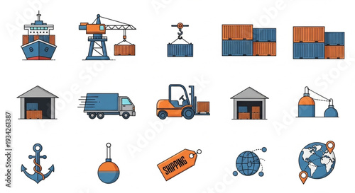 Logistics and Shipping Icons Set.