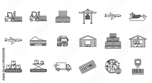 Logistics and Shipping Icons Set.