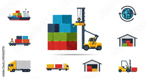 Logistics and Shipping Icons Set.