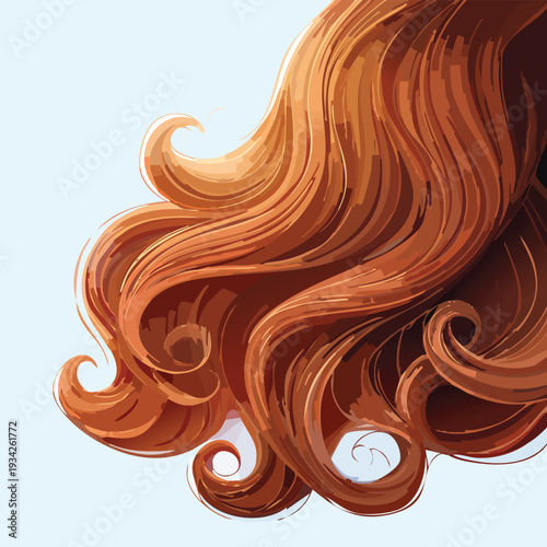 Stylized red hair in vector graphic against a light background