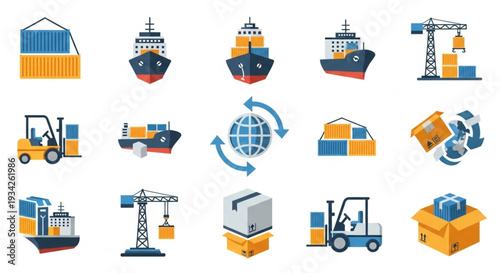 Logistics and Shipping Icons Set.