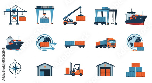 Logistics and Shipping Icons Set.