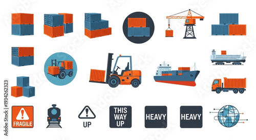 Logistics and Shipping Icons Set.