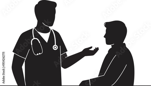 Doctor Consulting Patient Silhouette Vector Illustration
