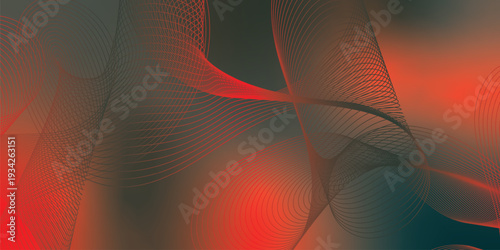 Vibrant red and green grainy backdrop featuring flowing mesh curves and luminous blurred gradient light on black, ideal for modern poster and banner design