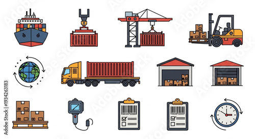 Logistics and Shipping Icons Set.