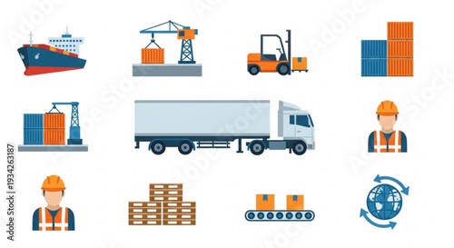 Logistics and Shipping Icons Set.