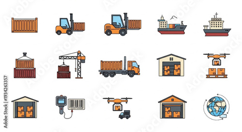 Logistics and Shipping Icons Set.