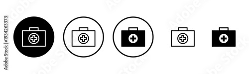 Medical box icon logo design. Medical suitcase sign and symbol. First aid icon