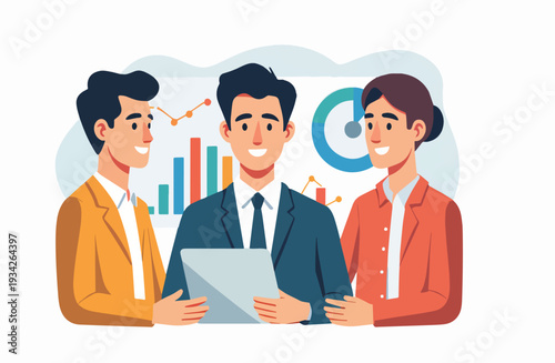 gruppo di persone che controllano idati aziendali ufficio lavoro casa computer vettoriale 