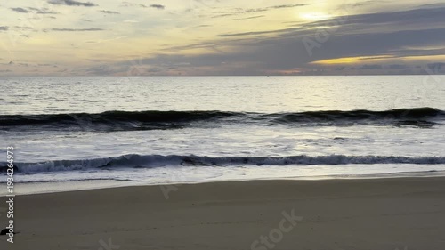 Nature video Sunrise over horizon Scene landscape beautiful beach sea sunrise time . High quality footage 