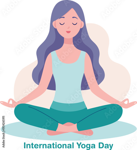 Woman meditating in yoga pose on international yoga day