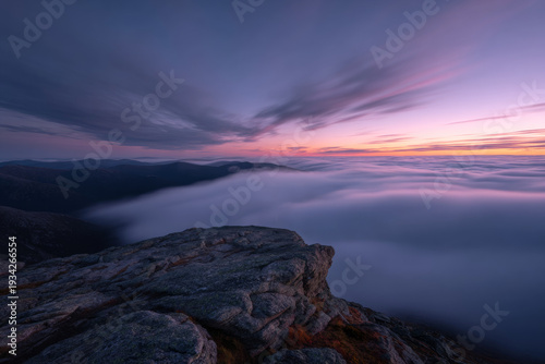 Dawn over Taranaki: Long Exposure of Ethereal Mist and Pastel Sunrise over New Zealand��s Iconic Peak