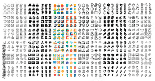 Interface icons with phone bell camera flat