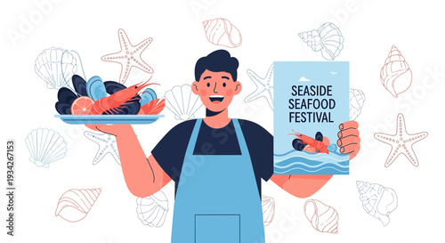 Seaside Seafood Festival Announcement with Chef and Fresh Seafood