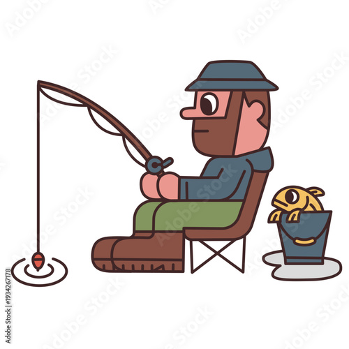 A man with a beard is fishing