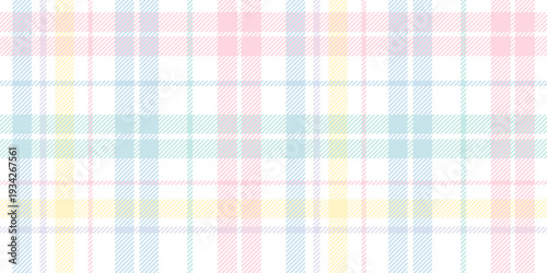 Pastel plaid with a soft palette of pink, blue, yellow, green, and purple. A summer pattern for cotton and lightweight flannel for textiles and decor