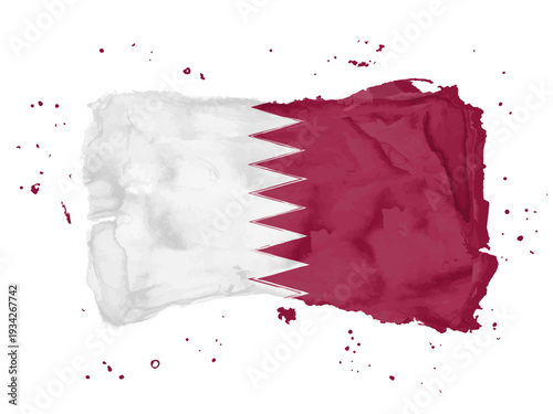 Flag of Qatar, brush stroke background.  Flag of State of Qatar on white background. Watercolor style for your design.  EPS10.