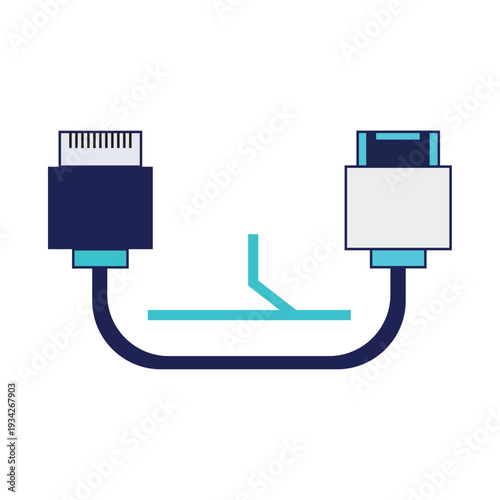 Digital connection kill switch icon with cable and toggle symbol. Minimalist illustration for network disconnect, privacy, or system control