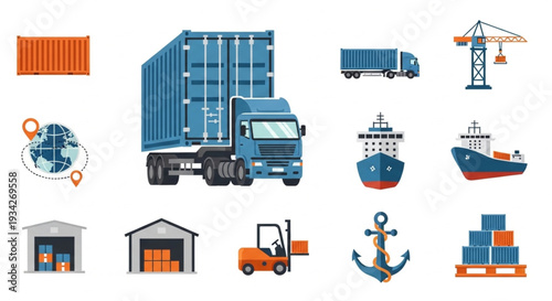 Logistics and Transportation Icons Set.