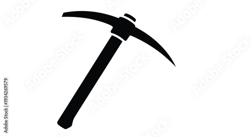 A black silhouette of a pickaZe against a plain white background