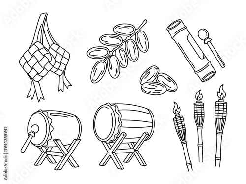 Musical Instruments and Accessories Illustration Set