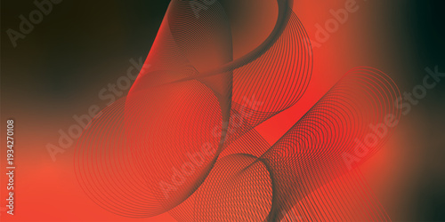 Vibrant red and green grainy backdrop featuring flowing mesh curves and luminous blurred gradient light on black, ideal for modern poster and banner design