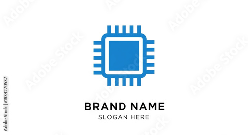 Microchip processor logo template with placeholder brand name and slogan.