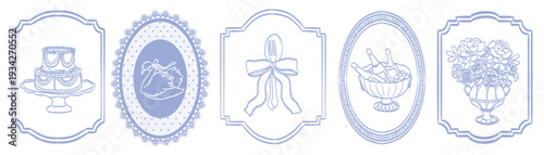 Doodle frames or hand drawn geometric border collection. Minimal hand drawn oval rectangle shapes kit. Elegant retro empty banner, poster, placard decor. Doodle frame emblem set for wedding invitation