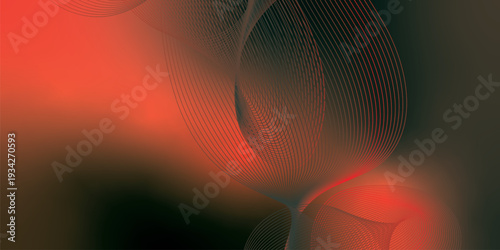 Vibrant red and green grainy backdrop featuring flowing mesh curves and luminous blurred gradient light on black, ideal for modern poster and banner design
